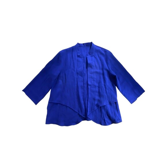 Fridaze Women's Linen Redefined Open Front Cardigan Sweater XL Blue *READ - Picture 2 of 12